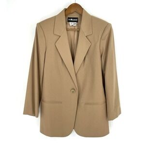 Sag Harbor Jacket Blazer Women Size 8P Camel 100% Pure New Wool One Button